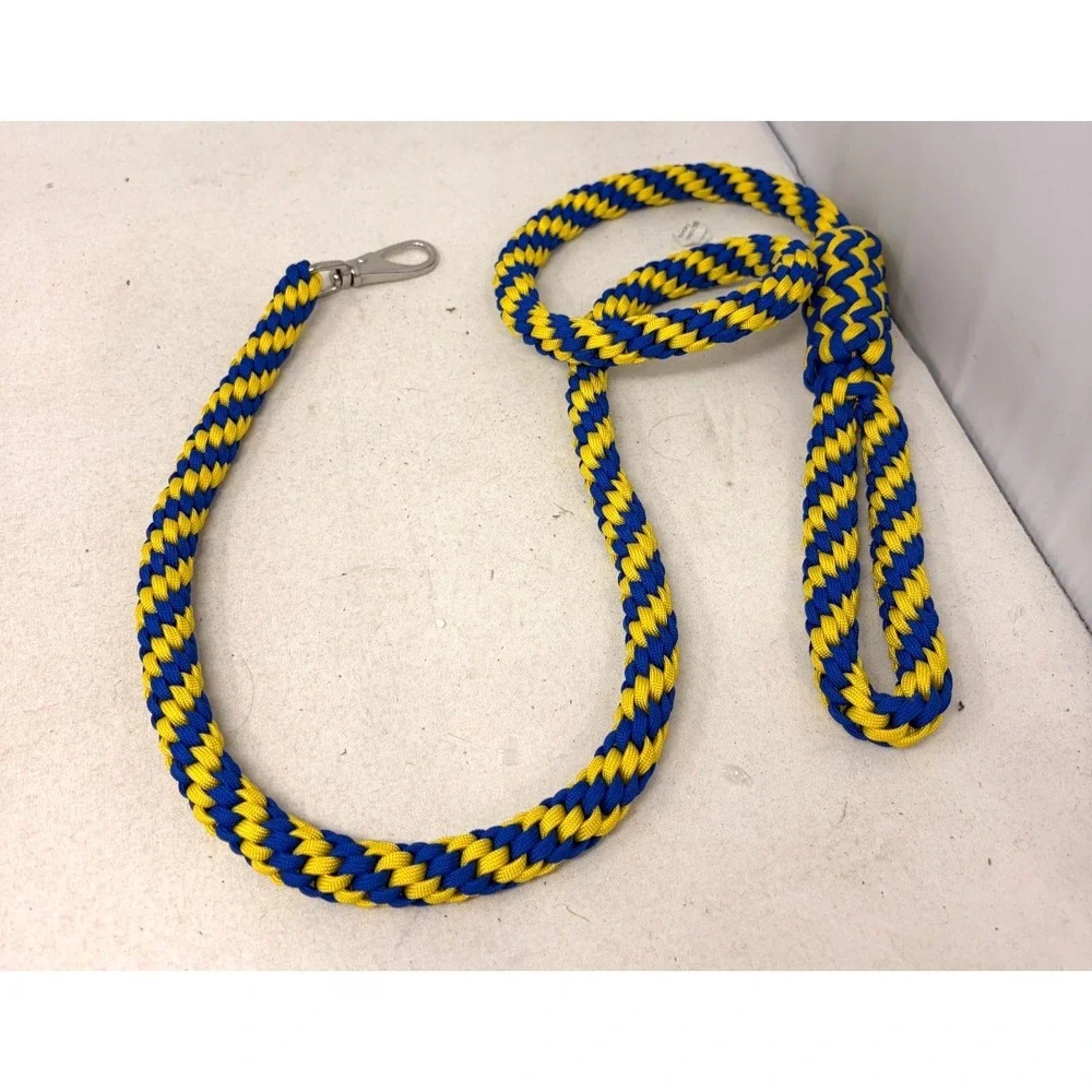 Handmade Braided Paracord Dog Leash Blue Yellow White 49